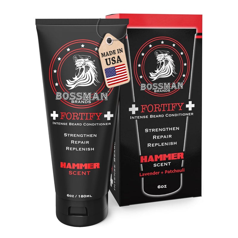 Bossman Fortify Intense Beard Conditioner for Men Hammer Scent  Moisturizes Replenishes  Protects with Natural Ingredients  Thicker Formula Made in USA